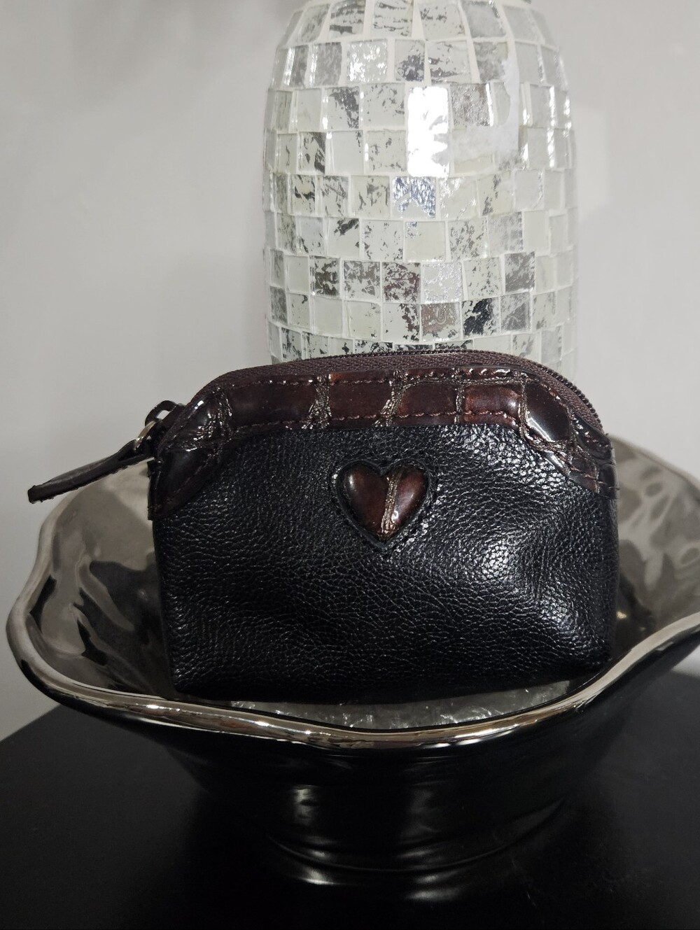 Brighton Chocolate Brown With Animal Print Inside Pouch, Like New!
